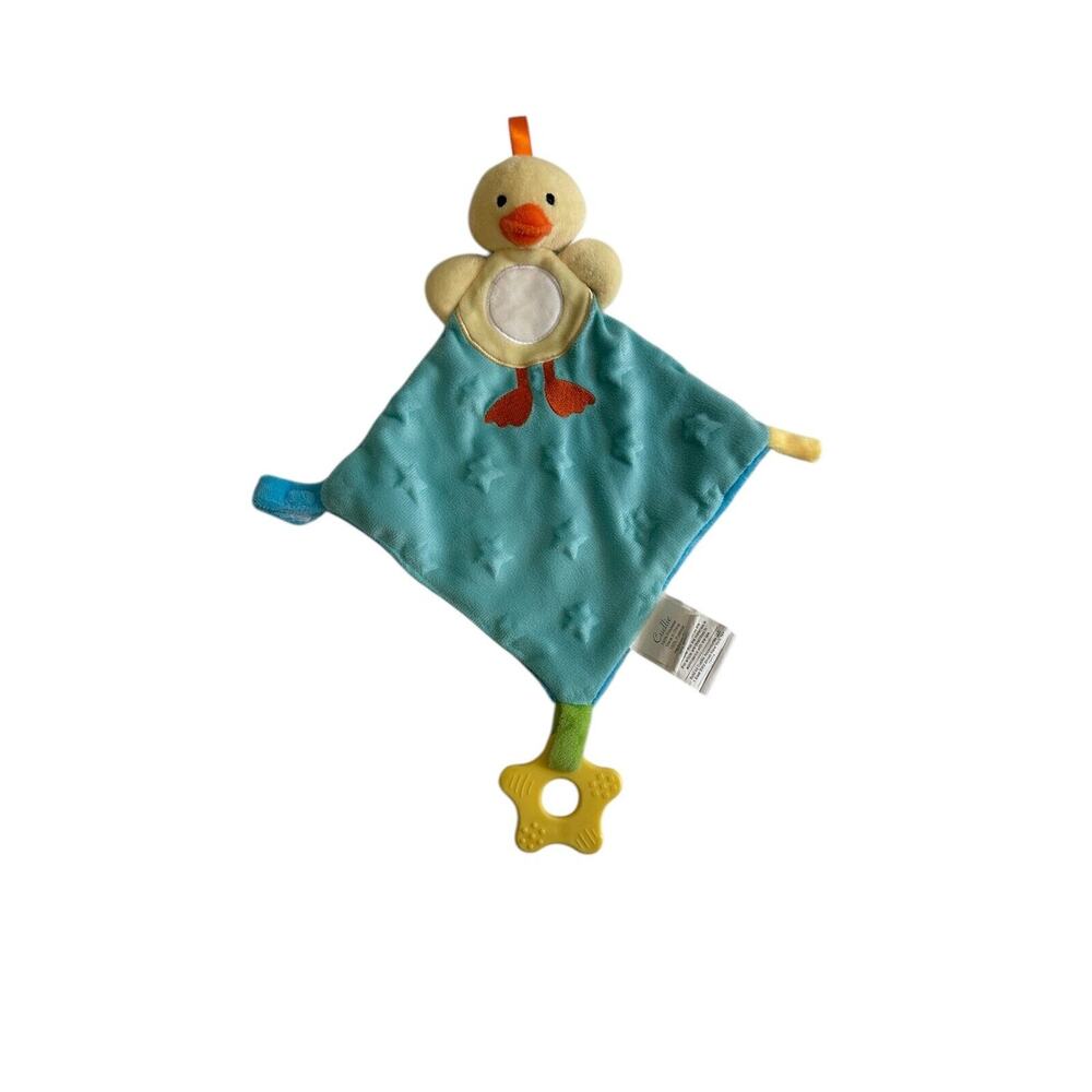 Cudlie Chick Yellow Blue Baby Lovey Soother Toy Plush Blankie Pacifier Holder